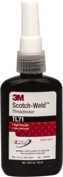 3M - 50 mL Bottle, Red, High Strength Liquid Threadlocker - Series TL71, 24 hr Full Cure Time, Hand Tool, Heat Removal - Strong Tooling