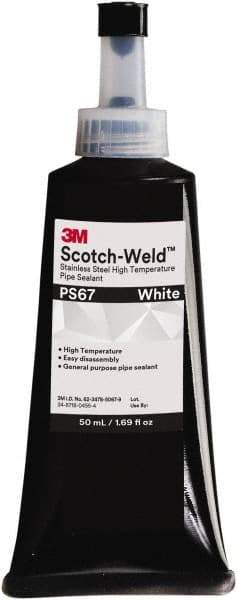 3M - 50 mL Tube White Pipe Sealant - Dimethacrylate, 400°F Max Working Temp, For Seal Hydraulic & Pneumatic Pipes & Fittings - Strong Tooling