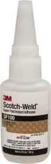 3M - 0.71 oz Bottle Clear Instant Adhesive - Series SF100, 3 to 30 sec Working Time, 24 hr Full Cure Time, Bonds to Cardboard, Ceramic, Fabric, Fiberglass, Foam, Glass, Leather, Metal, Paper, Plastic, Rubber, Vinyl & Wood - Strong Tooling