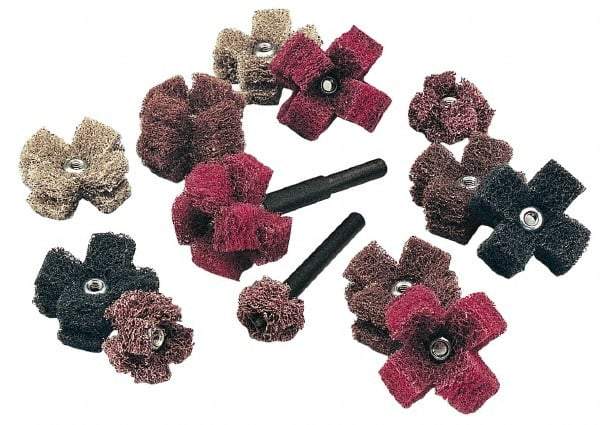 Standard Abrasives - 3" Diam Medium Density Cross Buff - 2 Plys, 1/4-20 Thread, Coarse Grade, 8,000 Max RPM - Strong Tooling