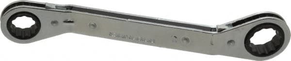 Lang - 5/8" x 3/4" 12 Point Reversible Ratcheting Offset Box Wrench - Double End, 8" OAL, Steel, 25° Offset - Strong Tooling