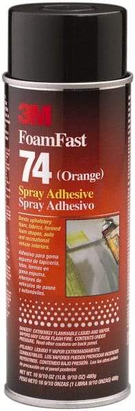 3M - 24 oz Aerosol Orange Spray Adhesive - High Tack, 170°F Heat Resistance, 40 Sq Ft Coverage, Medium Strength Bond, 15 min Max Bonding Time, Flammable, Series 74 - Strong Tooling