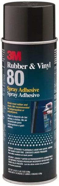 3M - 19 oz Aerosol Yellow Spray Adhesive - High Tack, 300°F Heat Resistance, 28 Sq Ft Coverage, High Strength Bond, 30 min Max Bonding Time, Flammable, Series Rubber & Vinyl 80 - Strong Tooling