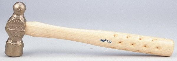 Ampco - 1-1/2 Lb Head Bronze Nonsparking Ball Pein Hammer - Hickory Handle - Strong Tooling