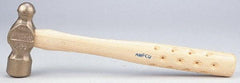 Ampco - 1-1/2 Lb Head Bronze Nonsparking Ball Pein Hammer - Hickory Handle - Strong Tooling