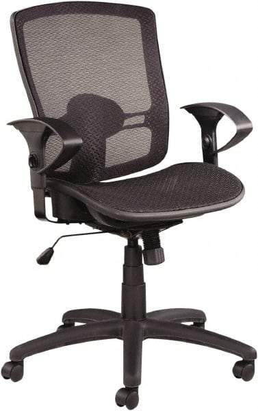 ALERA - 39-3/8" High Mid Back Chair - 25" Wide x 26-1/4" Deep, Mesh Seat, Black - Strong Tooling