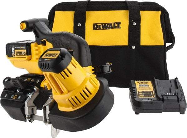 DeWALT - 20 Volt, 32-7/8" Blade, 740 SFPM Cordless Portable Bandsaw - 2-1/2" (Round) & 2-1/2 x 2-1/2" (Rectangle) Cutting Capacity, Lithium-Ion Battery Included - Strong Tooling