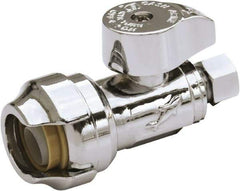 SharkBite - 1/2 & 3/8" Pipe, 200 psi WOG Rating, Brass Stop Valve - Chrome Finished Handle, Push Fit End Connections, For Potable Water Applications - Strong Tooling