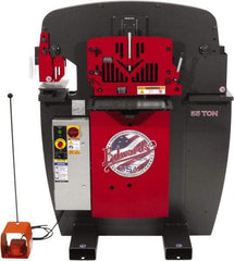 Edwards Manufacturing - 11-3/16" Throat Depth, 55 Ton Punch Pressure, 1-1/16" in 5/8" Punch Capacity Ironworker - 3 Phase, 230 Volts - Strong Tooling