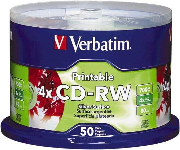 Verbatim - Silver CD-RW Discs - Use with CD, DVD Drives - Strong Tooling