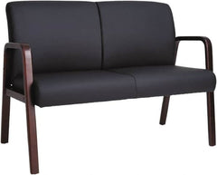 ALERA - 33" High Reception Lounge Chair - 44" Wide x 26-1/8" Deep, Leather Seat, Black & Mahogany - Strong Tooling