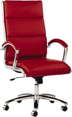 ALERA - 45-1/4" High High Back Chair - 24" Wide x 27-1/4" Deep, Leather Seat, Red - Strong Tooling