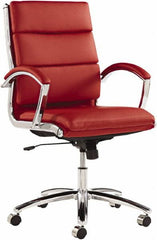 ALERA - 42-1/8" High Mid Back Chair - 24" Wide x 27-1/4" Deep, Leather Seat, Red - Strong Tooling