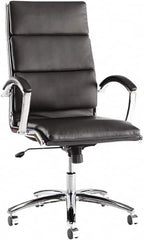 ALERA - 45-1/4" High High Back Chair - 24" Wide x 27-1/4" Deep, Leather Seat, Black - Strong Tooling