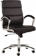 ALERA - 42-1/8" High Mid Back Chair - 24" Wide x 27-1/4" Deep, Leather Seat, Black - Strong Tooling