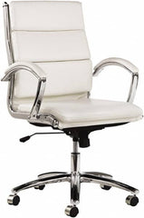 ALERA - 42-1/8" High Mid Back Chair - 24" Wide x 27-1/4" Deep, Faux Leather Seat, White - Strong Tooling