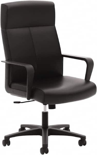 Basyx - 47" High Executive High Back Leather Chair - 25" Wide x 26-1/2" Deep, Soft Leather Seat, Black - Strong Tooling