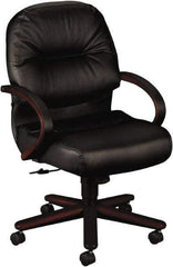 Hon - 41-3/4" High Mid Back Chair - 26" Wide x 28-3/4" Deep, Leather, Memory Foam Seat, Black - Strong Tooling