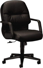 Hon - 41-3/4" High Managerial Mid Back Swivel/Tilt Chair - 26" Wide x 29-3/4" Deep, Leather, Memory Foam Seat, Black - Strong Tooling