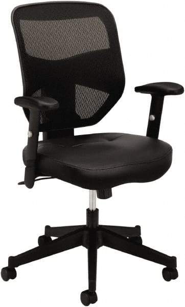 Basyx - 42-1/2" High High Back Chair - 29" Wide x 36" Deep, Leather Seat, Black - Strong Tooling