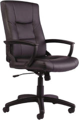 ALERA - 43-3/4" High Executive High Back Swivel Tilt Chair - 25" Wide x 27" Deep, Leather Seat, Black - Strong Tooling