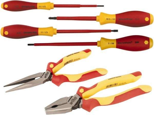 Wiha - 6 Piece Insulated Plier Set - Comes in Vinyl Pouch - Strong Tooling