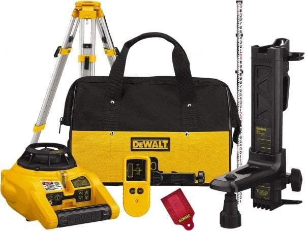 DeWALT - 1,000' Measuring Range, 1/4" at 100' Accuracy, Self-Leveling Rotary Laser - ±5° Self Leveling Range, 150, 300 & 600 RPM, 1 Beam, 2 D Alkaline Battery Included - Strong Tooling