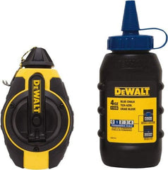 DeWALT - 100' Long Reel & Chalk Set - Yellow & Black, Includes 4 oz Blue Chalk - Strong Tooling