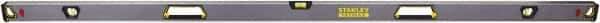 Stanley - 72" Long 3 Vial Box Beam Level - Aluminum, Black/Silver/Yellow, 1 Level & 2 Plumb Vials - Strong Tooling