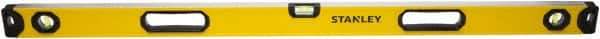 Stanley - 48" Long 3 Vial Box Beam Level - Aluminum, Yellow, 1 Level & 2 Plumb Vials - Strong Tooling