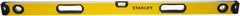 Stanley - 48" Long 3 Vial Box Beam Level - Aluminum, Yellow, 1 Level & 2 Plumb Vials - Strong Tooling