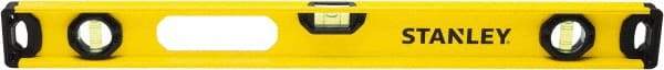 Stanley - 24" Long 3 Vial I-Beam Level - Aluminum, Yellow, 1 Level & 2 Plumb Vials - Strong Tooling