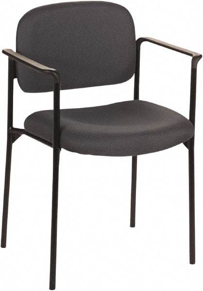 Basyx - Fabric Charcoal Stacking Chair - Black Frame, 23-1/4" Wide x 21" Deep x 32-3/4" High - Strong Tooling