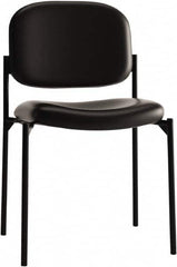 Basyx - Leather Black Stacking Chair - Black Frame, 21-1/4" Wide x 21" Deep x 32-3/4" High - Strong Tooling