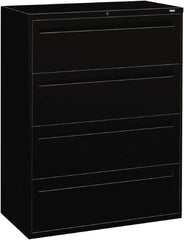 Hon - 42" Wide x 53-1/4" High x 19-1/4" Deep, 4 Drawer Lateral File - Steel, Black - Strong Tooling