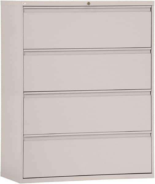 ALERA - 42" Wide x 53-1/4" High x 19-1/4" Deep, 4 Drawer Lateral File - Steel, Light Gray - Strong Tooling