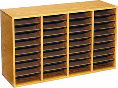 Safco - 39-1/4" Wide x 24" High x 11-3/4" Deep Laminated Compressed Wood Document Organizer - 36 Compartments, Medium Oak, 9" Wide x 2-1/4" High x 11-1/2" Deep Compartment - Strong Tooling