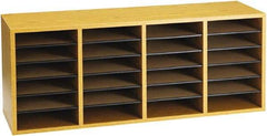 Safco - 39-1/4" Wide x 16-1/4" High x 11-3/4" Deep Laminated Compressed Wood Document Organizer - 24 Compartments, Medium Oak, 9" Wide x 2-1/4" High x 11-1/2" Deep Compartment - Strong Tooling