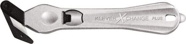 Klever Innovations - Recessed/Hook Blade Safety Cutter - 1-3/4" Carbon Steel Blade, Silver Magnesium Handle, 1 Blade Included - Strong Tooling