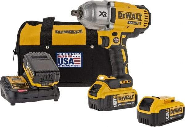 DeWALT - 1/2" Drive 20 Volt Mid-Handle Cordless Impact Wrench & Ratchet - 1,900 RPM, 0 to 2,400 BPM, 700 Ft/Lb Torque, 3 Lithium-Ion Batteries Included - Strong Tooling