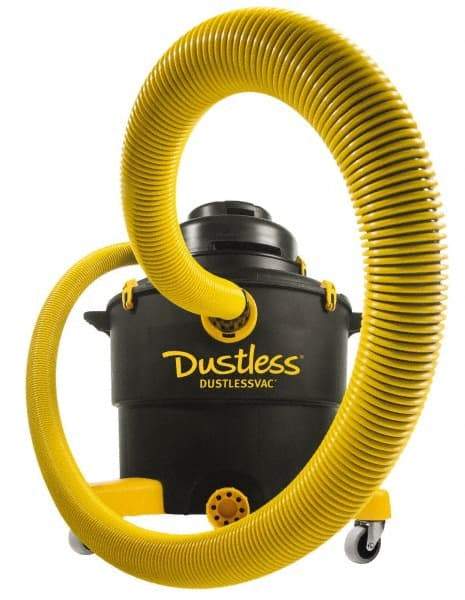 Dustless Technologies - 16 Gal Plastic Tank, Electric Powered Wet/Dry Vacuum - 5 Peak hp, 120 Volt, 11.5 Amps, 12' Hose Fitting, Cloth Filter, Accessories Included - Strong Tooling