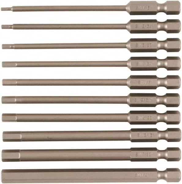 Wiha - 10 Piece, Tamperproof Hex Bit Set - 5/64 to 1/4" Hex, 1/4" Drive, Hex Security Point - Strong Tooling