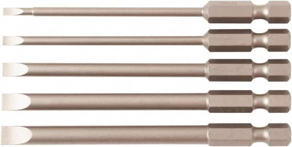 Wiha - 5 Piece, Bit Set - 1/4" Drive, Slotted Point - Strong Tooling