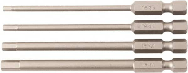 Wiha - 4 Piece, Bit Set - 1/4" Drive, Hex Point - Strong Tooling