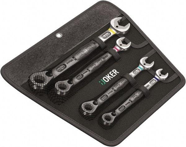 Wera - 4 Piece, 10mm to 19mm, Combination Wrench Set - Metric Measurement Standard, Chrome Vanadium Finish, Comes in Nylon Pouch - Strong Tooling