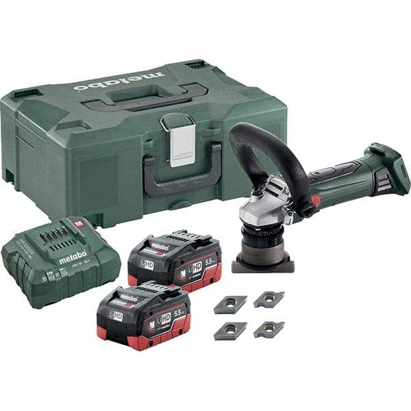 Metabo - 45° Bevel Angle, 5/32" Bevel Capacity, 7,000 RPM, Cordless Beveler - 5.5 Amps, 1/8" Min Workpiece Thickness - Strong Tooling