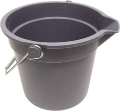 O-Cedar - 14 Qt, 11" High, Plastic Round Gray Single Pail with Pour Spout - Handle Included, 12" Top Diam - Strong Tooling