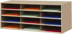 Durham - 38" Wide x 18" High x 16" Deep Steel Literature Holder - 12 Compartments, Tan, 11" Wide x 3" High x 11-5/8" Deep Compartment - Strong Tooling