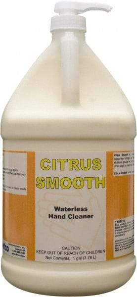 Detco - 1 Gal Pump Bottle Waterless Cream Waterless Hand Cleaner - Yellow, Citrus Scent - Strong Tooling