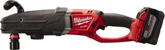 Milwaukee Tool - 18 Volt 7/16" Chuck Right Angle Handle Cordless Drill - 0-1200 RPM, Reversible, 2 Lithium-Ion Batteries Included - Strong Tooling